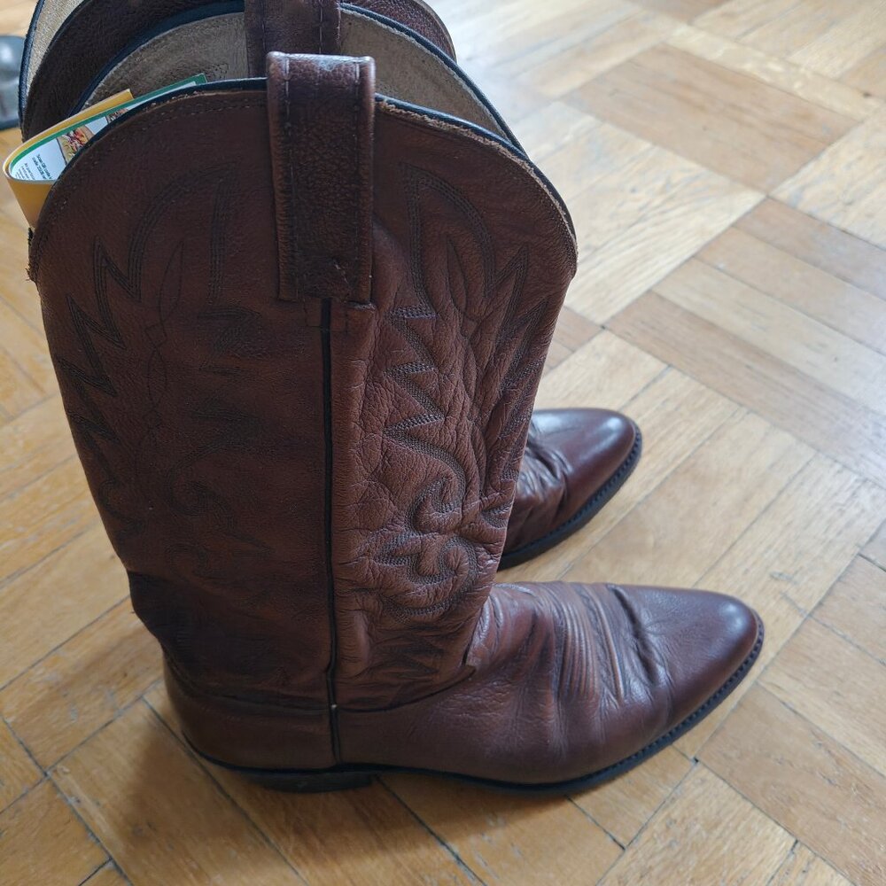 Dan Post Brown Embroidered Leather Cowboy Boots